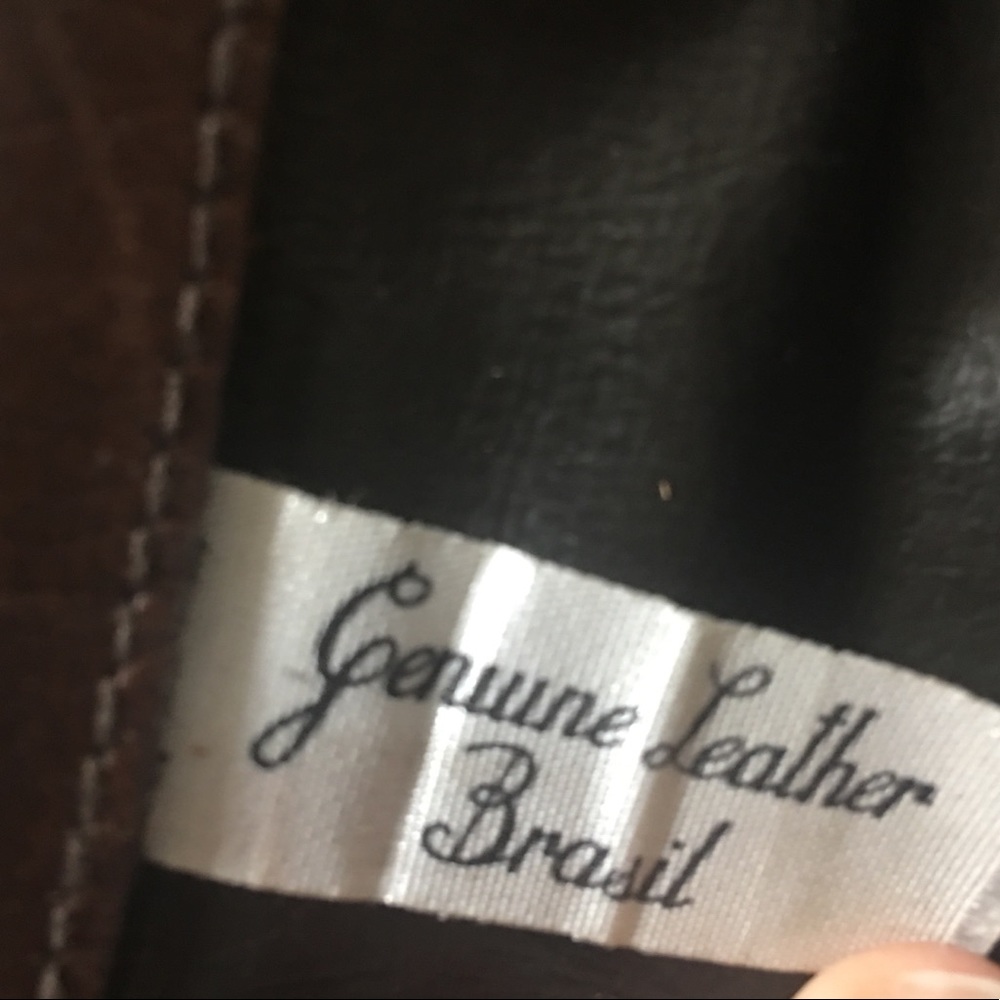 Vintage 1970s Two-Tone Leather Foldover Clutch Purse Bag Brazil - Picture 5 of 6